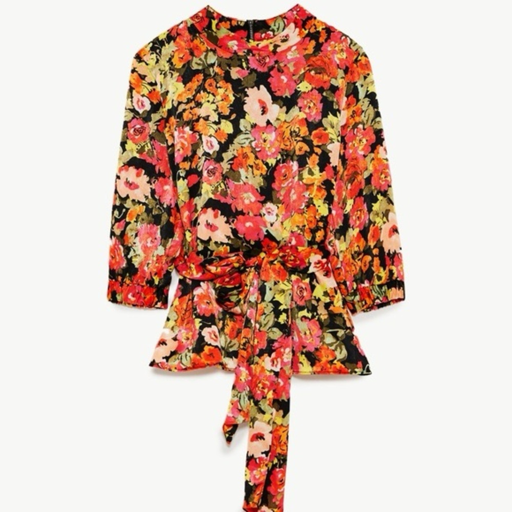Zara Floral Blouse - Black, Red, Pink